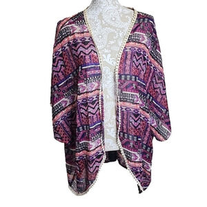 Bongo plus kimono with embroidery trim, size 2X